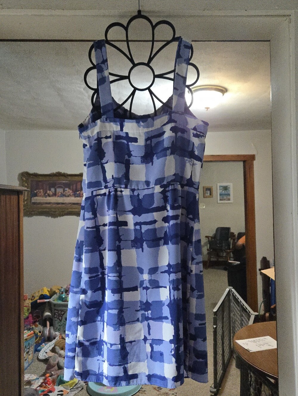 Banana Republic Blue & White Abstract Print Mini Dress